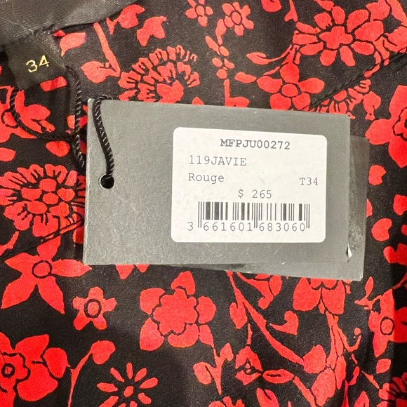Maje satin red and black floral skirt, never worn, sz 34/00 - Picture 8 of 8